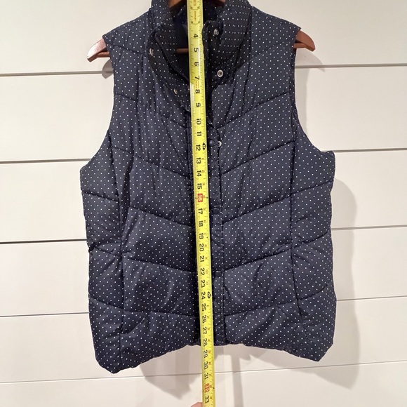 GAP Navy Polka Dot Puffer Vest Quilted Preppy Coastal Chic Size L - Picture 7 of 10